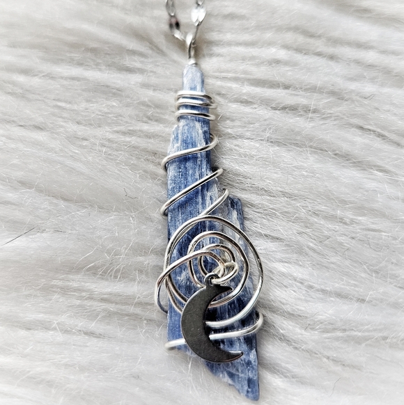 Handcrafted Kyanite Moon Necklace - Picture 2 of 4